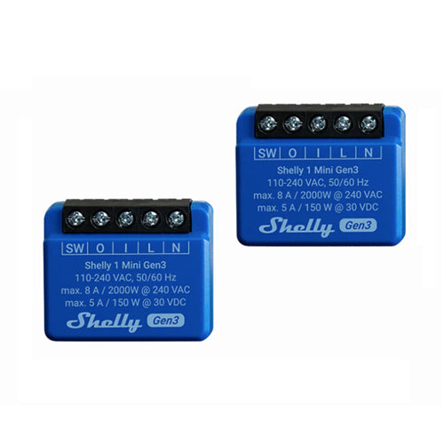SHELLY 1 MINI GEN3 SMART SWITCH – 2 PACK